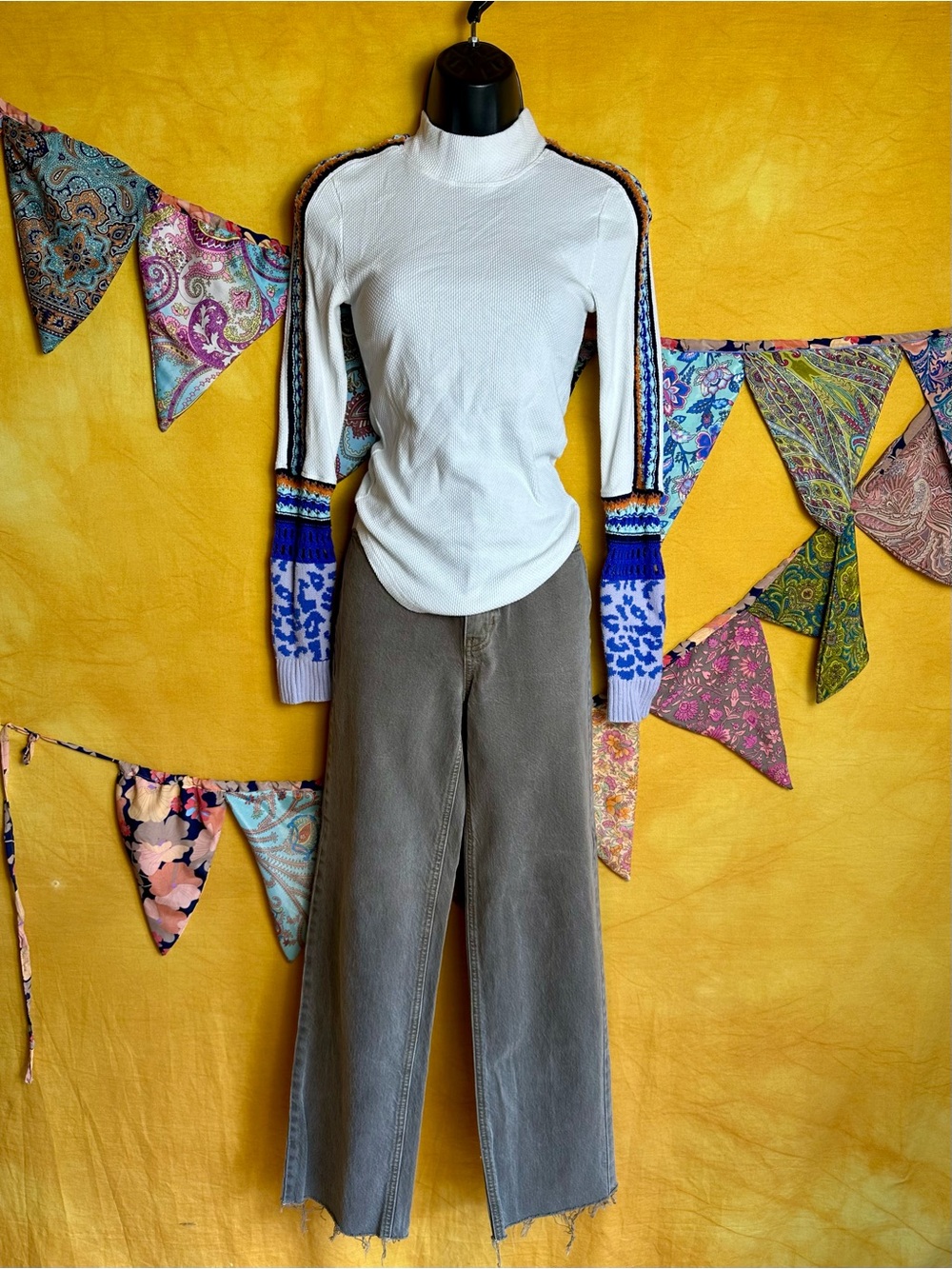 Free People “Switch It Up” Thermal Crochet Boho Long Sleeve